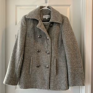Grey Calvin Klein Bouclè Pea Coat